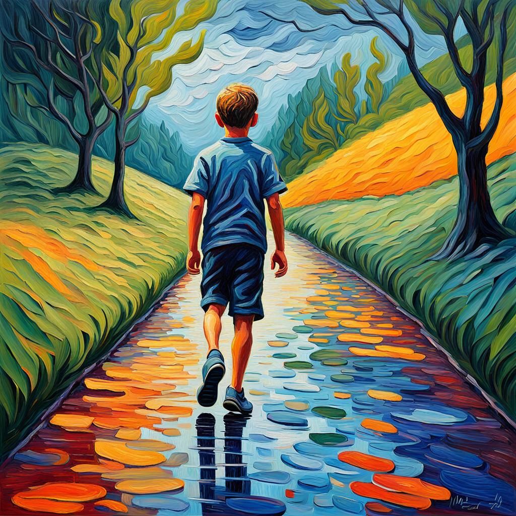 Colorful Abstract Painting in Impasto Style