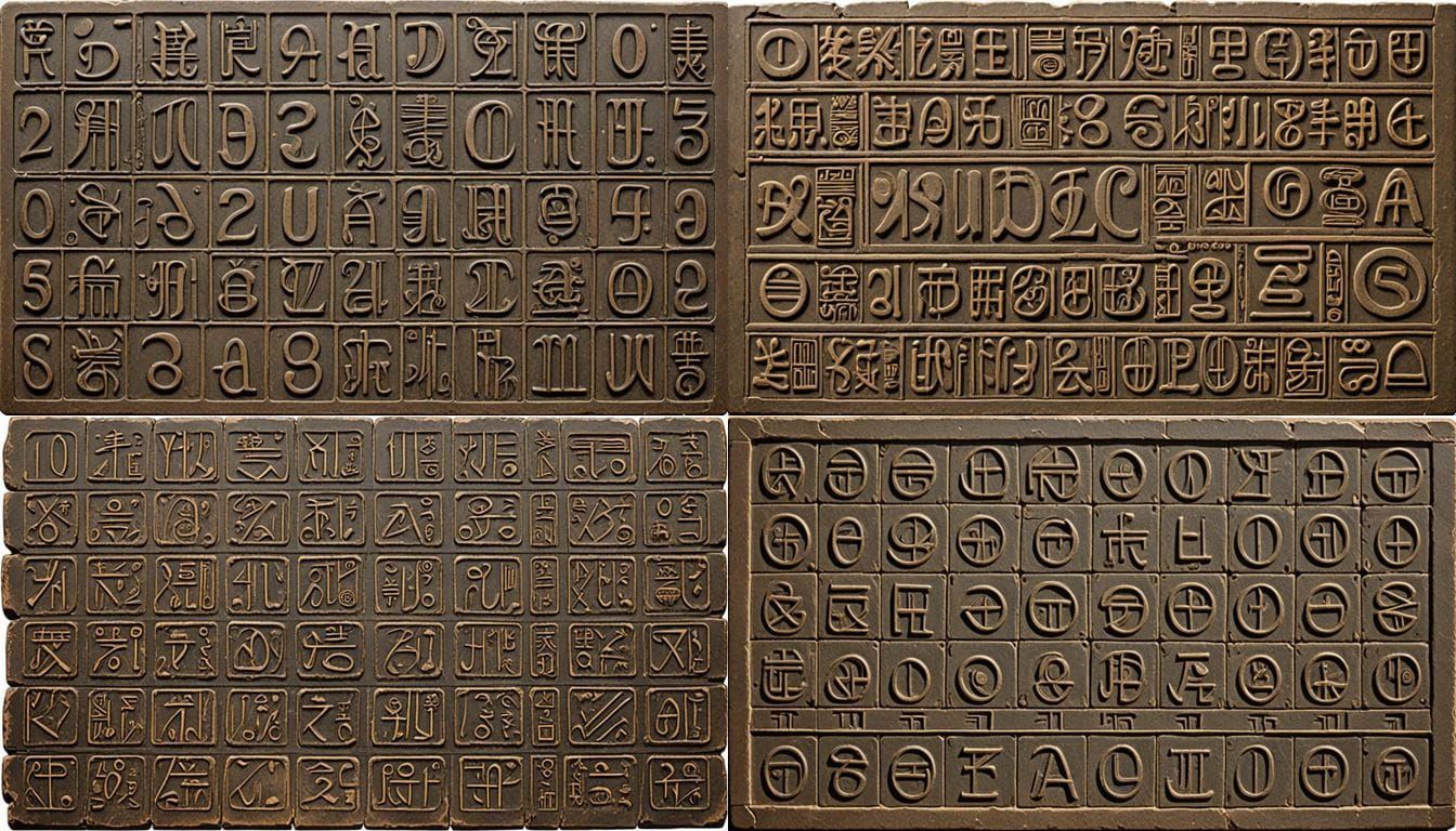 Ancient Linear B Syllables in Vibrant Script