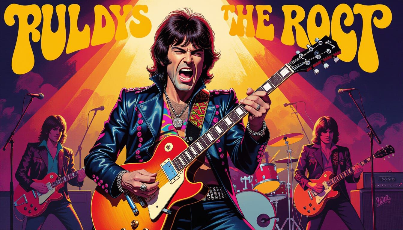 60s Rock Star Guitar Hero on Stage