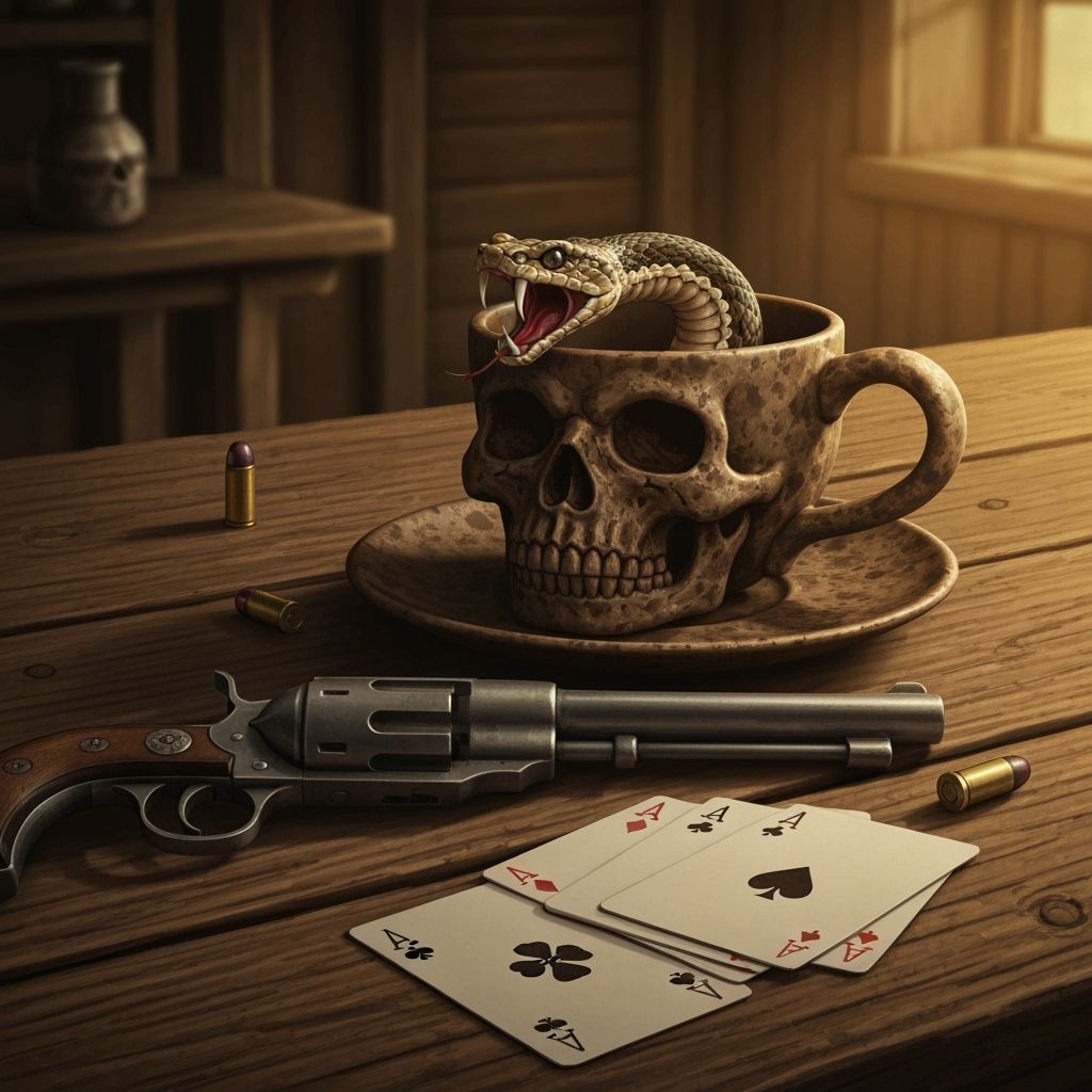 Dark Fantasy Western Skull Teacup Scene