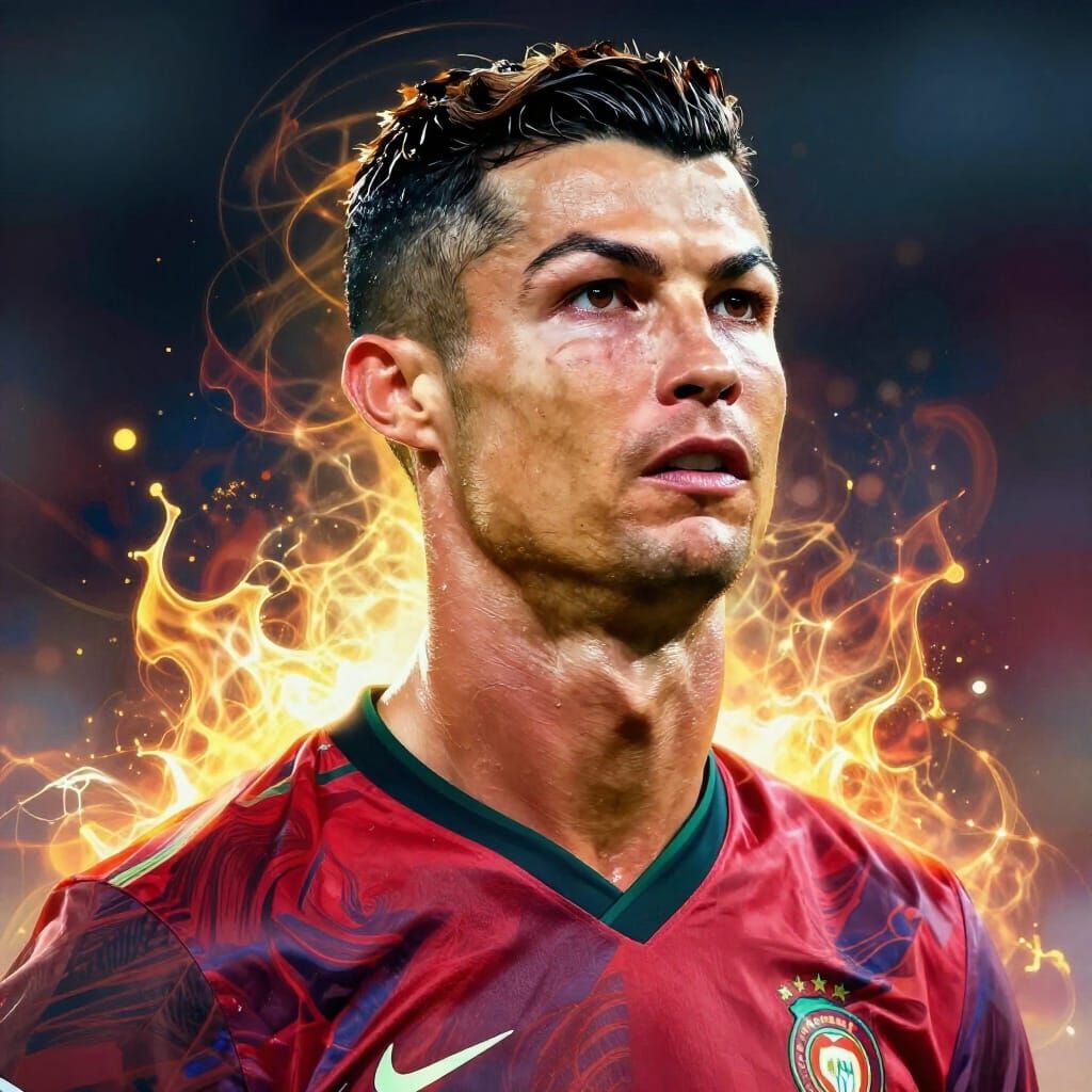 Soccer Star Ronaldo With Glowing Aura in Epic Style