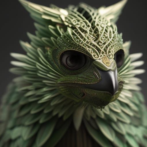 Filigree Fantasy Bird Portrait in Gothic Style