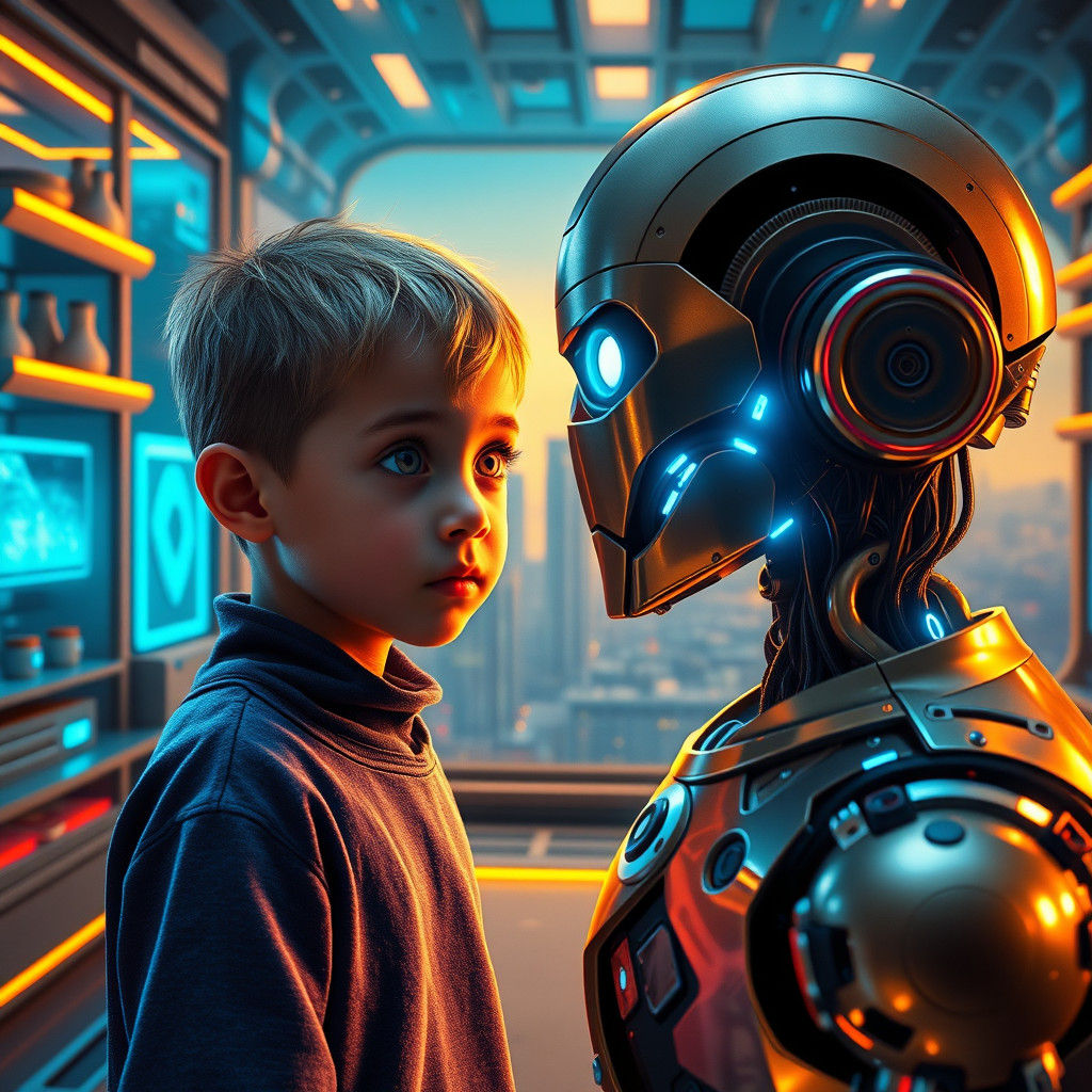 Boy Meets Robot Clone in Futuristic Lab