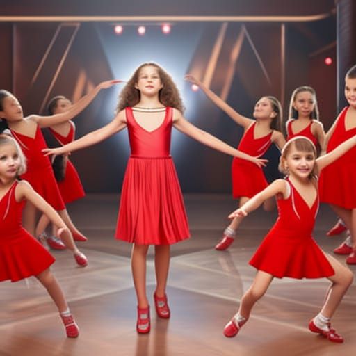 Happy Girl Dancing at School Disco, Hyperdetailed Portrait