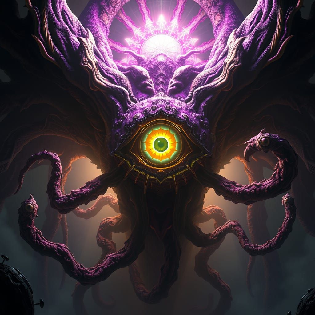 Ethereal Beast Radiates Darkness in Cyberpunk Art