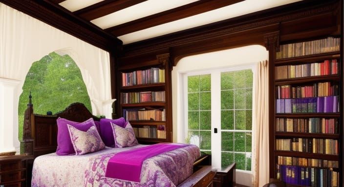 Opulent Elizabethan Bedroom with Aurora Projection