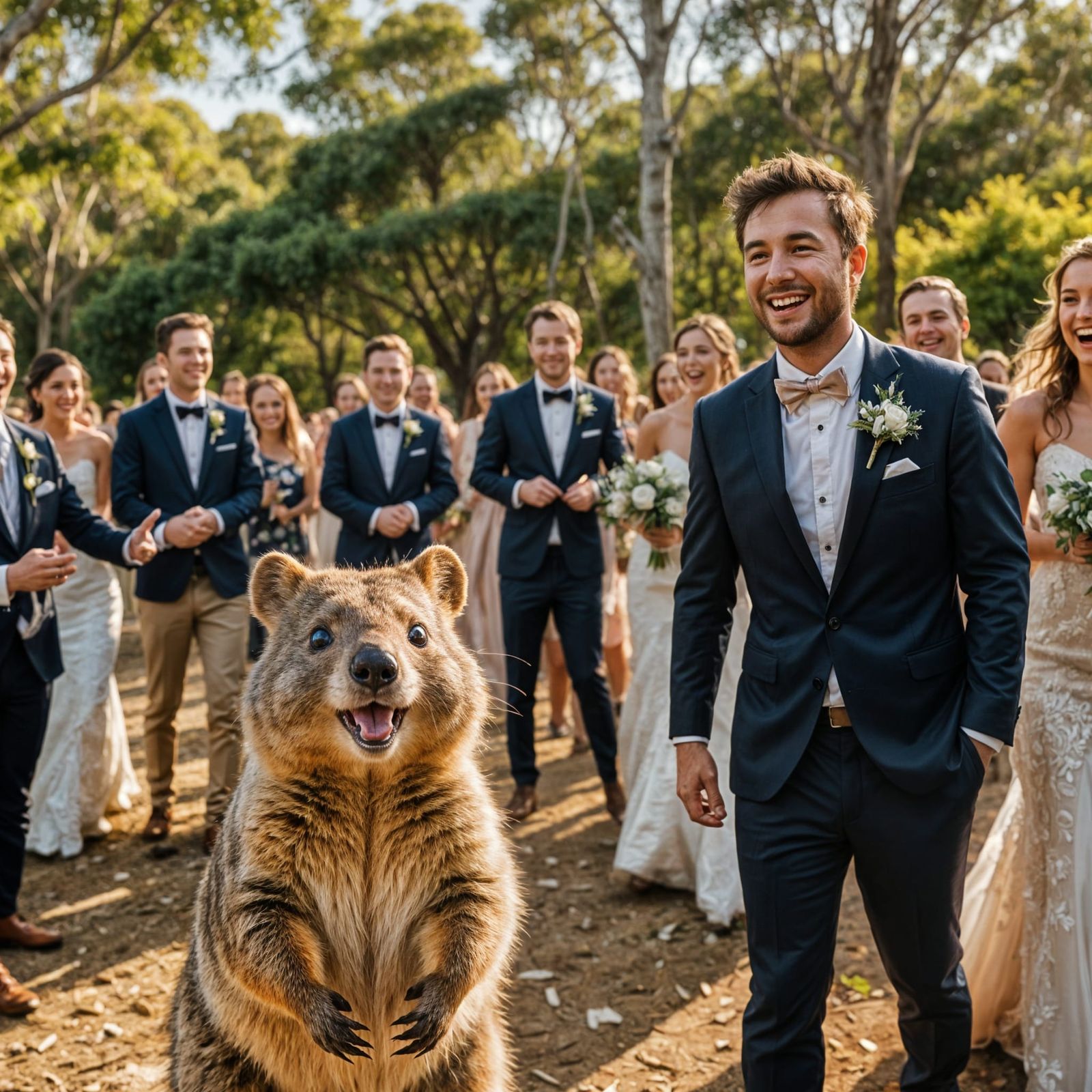 Quokka Photobombs a Wedding with a Smile