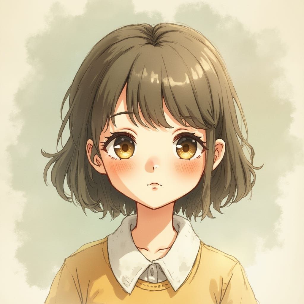 Whimsical Watercolor Portrait in Studio Ghibli Style