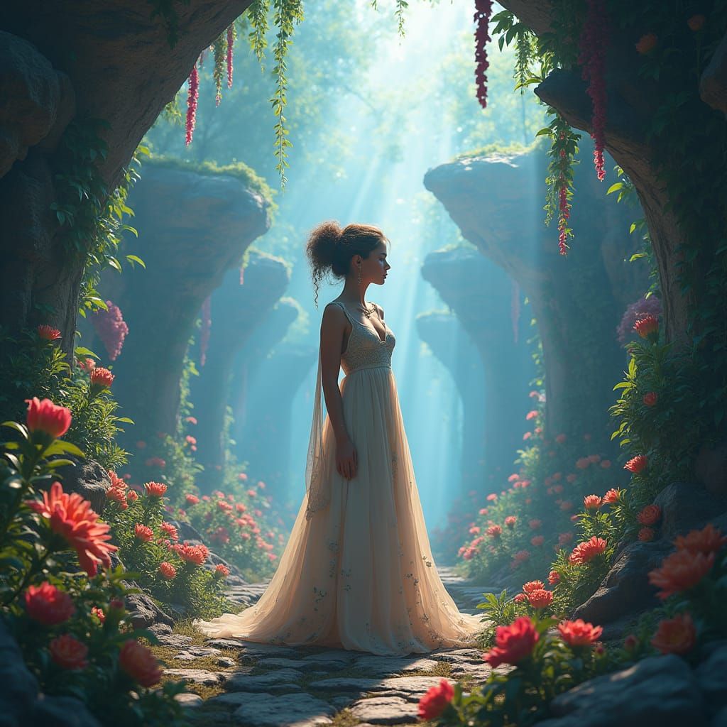 Mystical Annabelle in Dreamlike Realm: Matte Painting