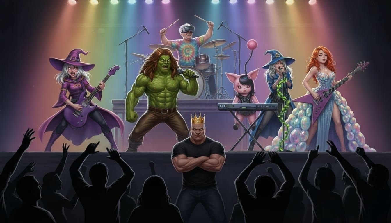 Feminine Moogle Musician in Spiked Leather Outfit