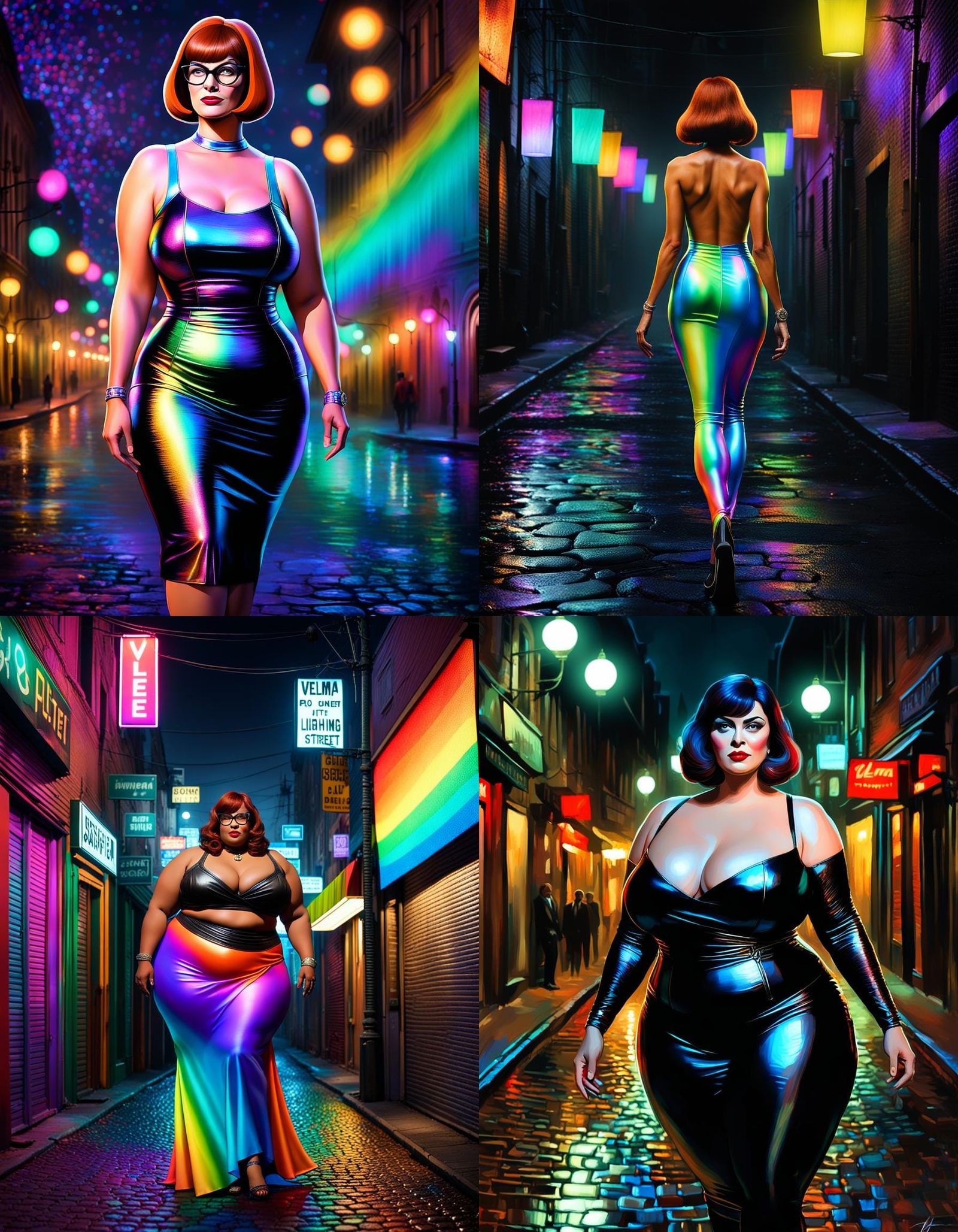 Hyperrealistic Velma in Rainbow Saree, Guido Reni Style