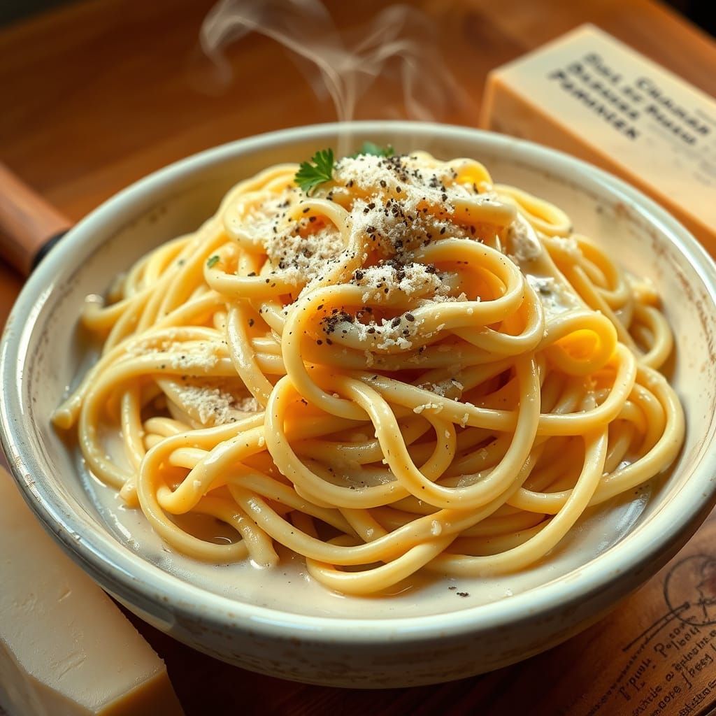 Luxurious Fettuccine Alfredo in Golden Light