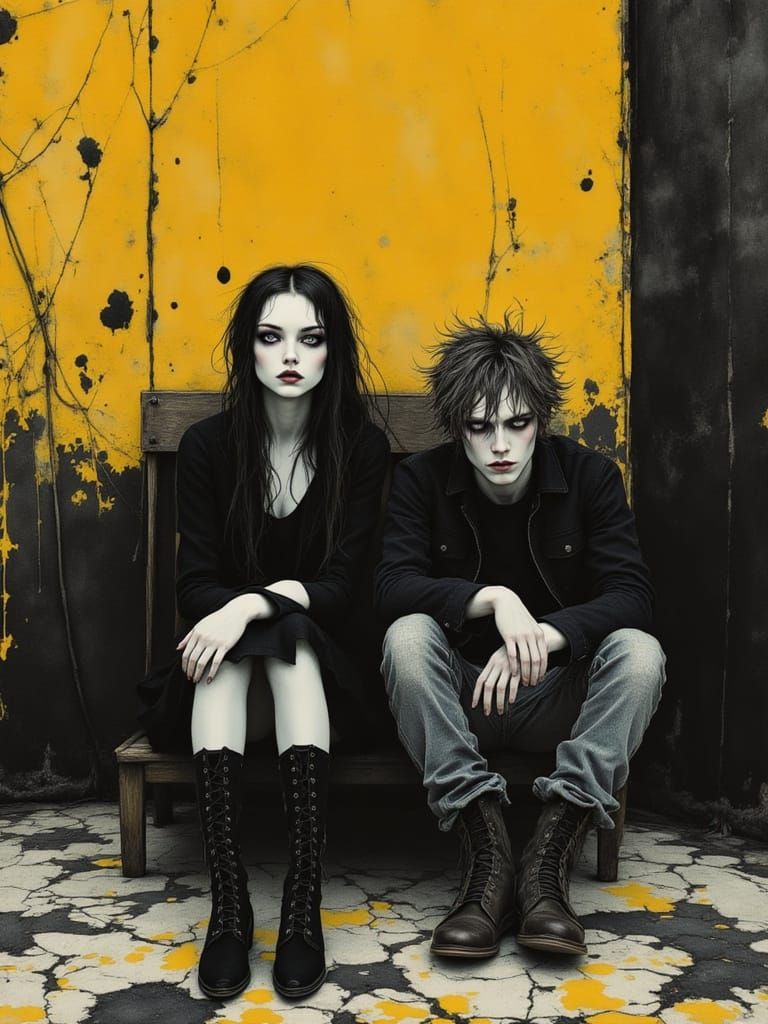 Darkly Poetic Surreal Scene in Gothic Expressionism