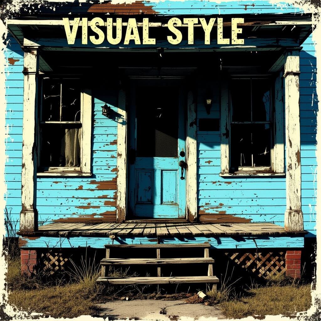 Panda Mask Figure on Decayed Americana Porch