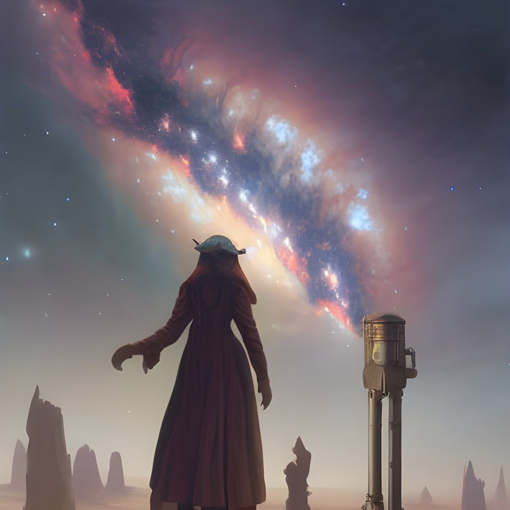 Dramatic Milky Way in Steampunk Style