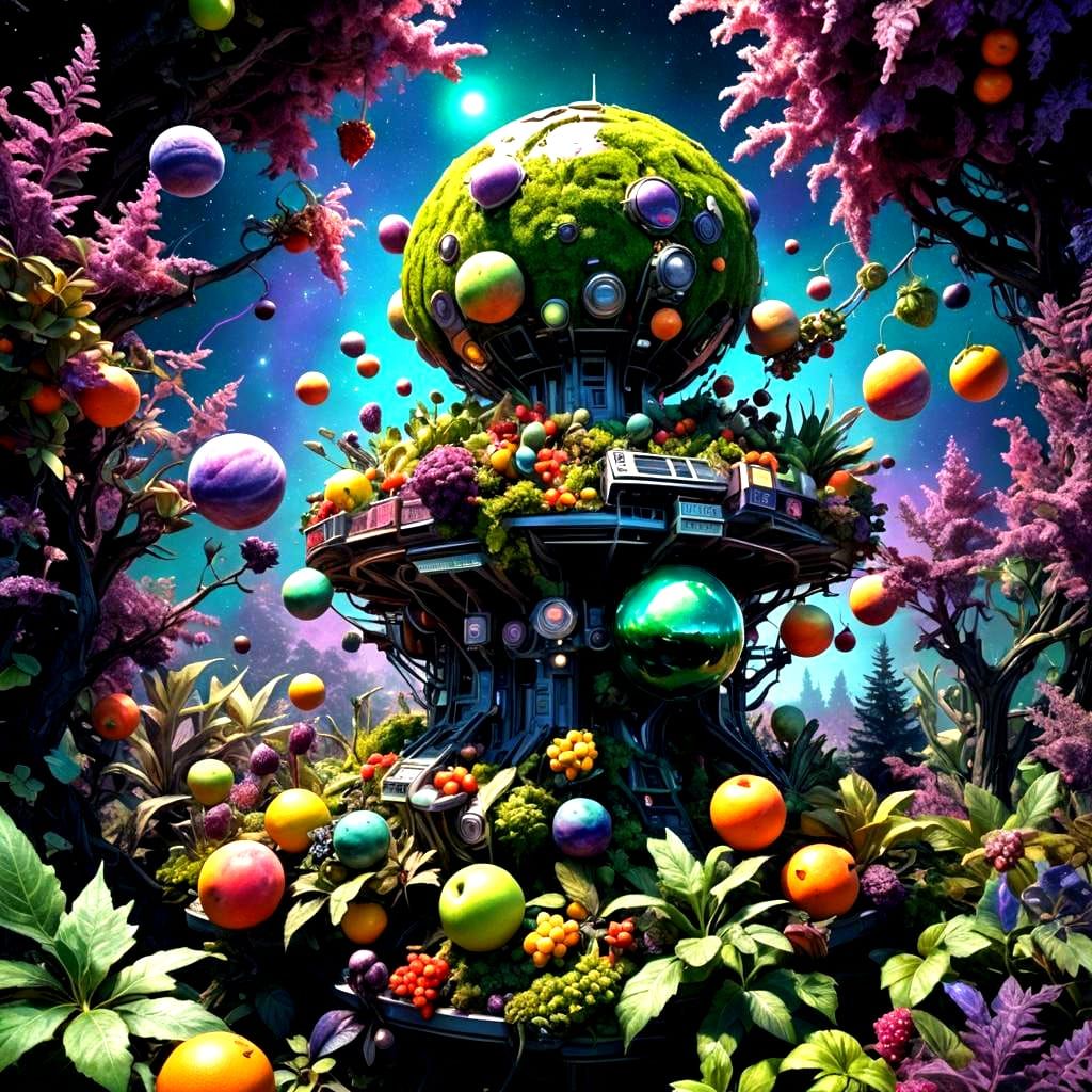 Surreal Space Station Launch on Alien Planet