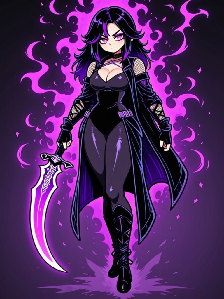 Gothic Ballerina Delilah with Dagger in Anime Style