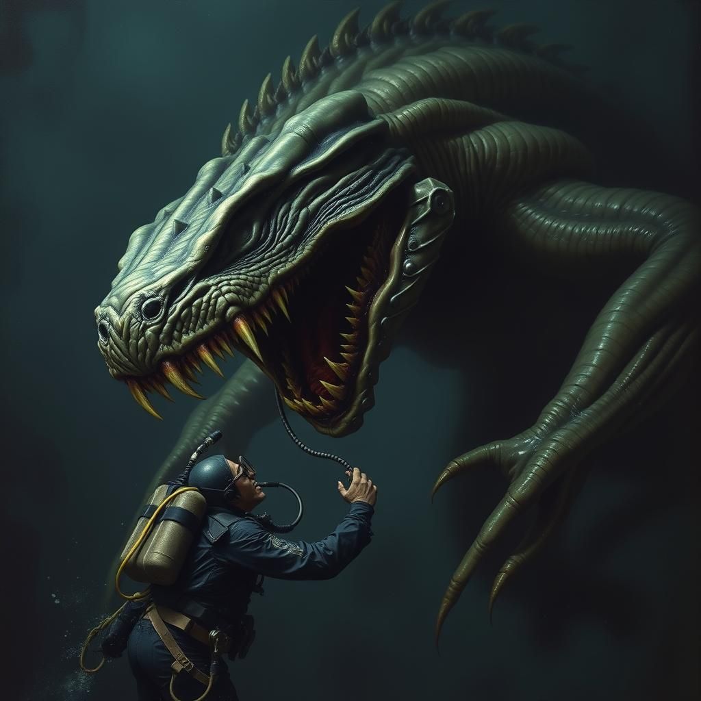 Reptilian Cryptid Emerges from the Abyss