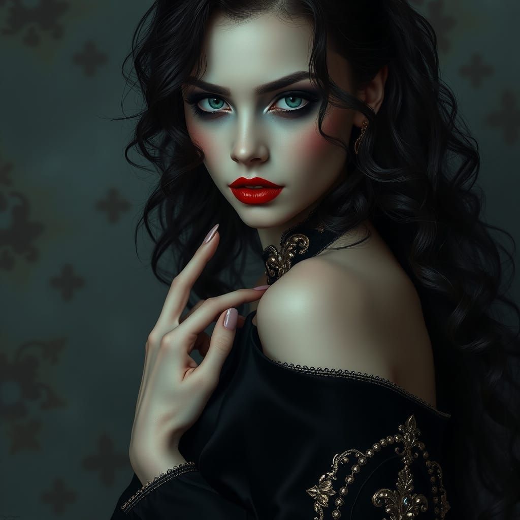 Ethereal Vampire Goddess in Gothic Elegance