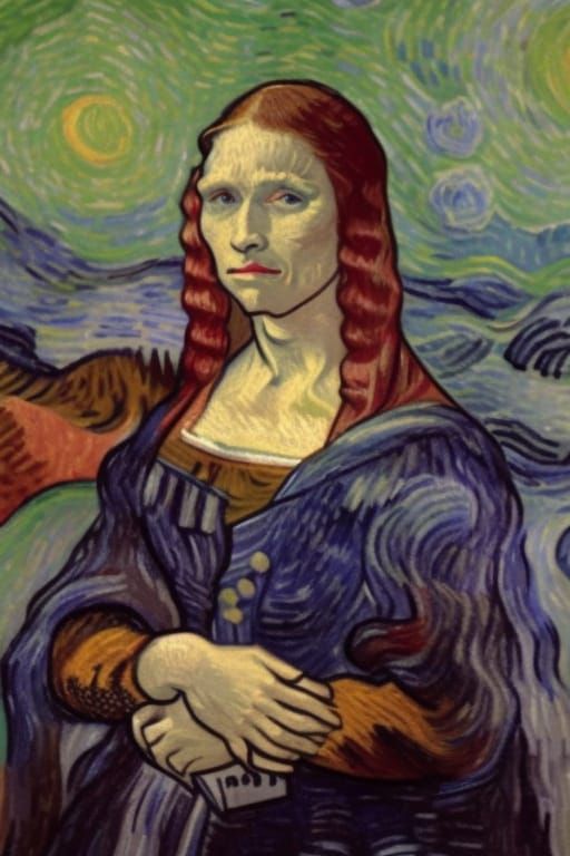 Da Vinci in Van Gogh's Post-Impressionist Style