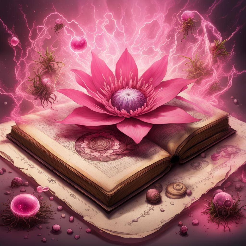 Pink Healing Flower Pop Up Art in Grimoire