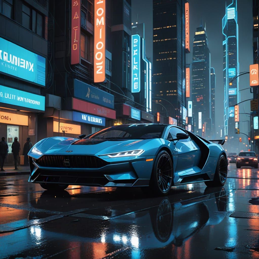 Futuristic Car Concept Art in Retro-Futuristic Style