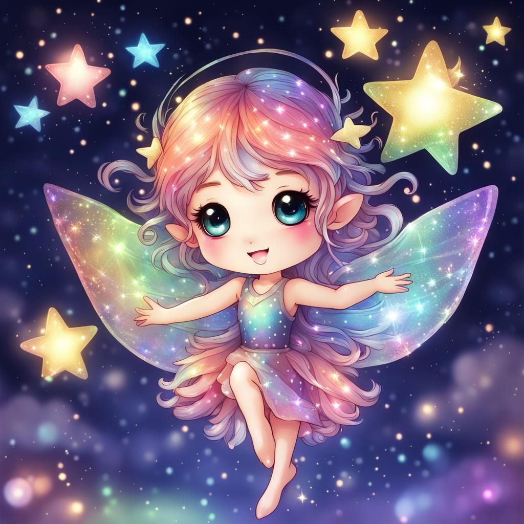 Chibi Rainbow Fairy with Stardust