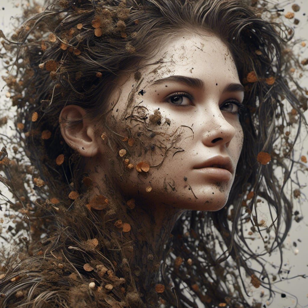 Dreadpunk Brunette in Zentangle Cityscape