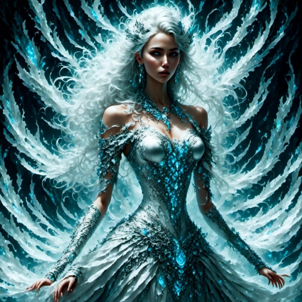 Ethereal Goddess with Glowing Runes