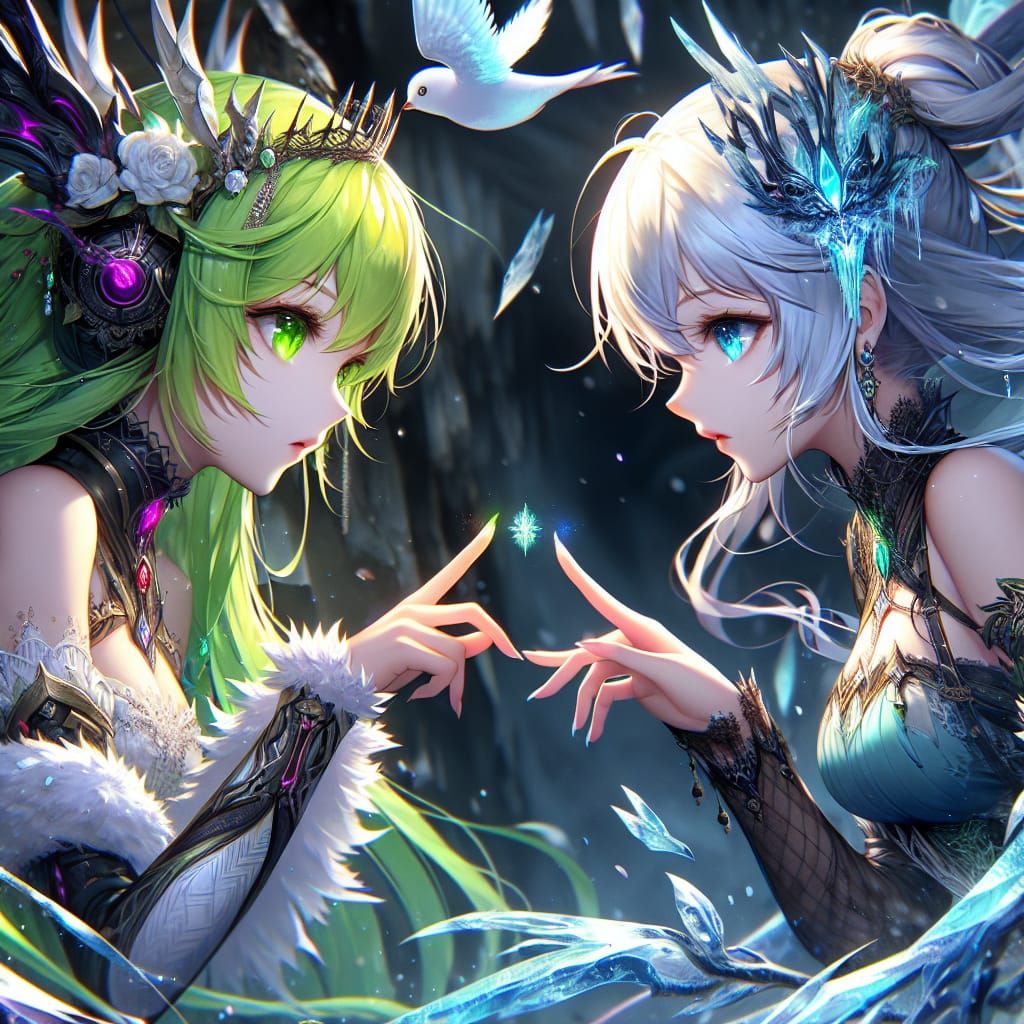 Anime Girls Connect in Fantasy Concept Art