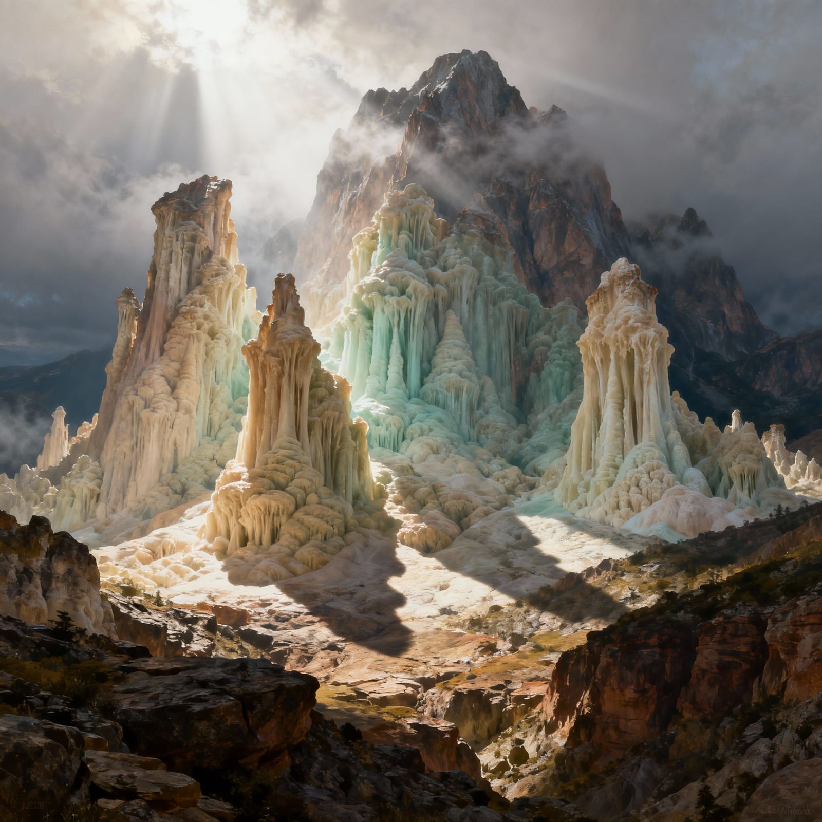 Starch and Limestone Mountains in Hyperrealistic Digital Mat...