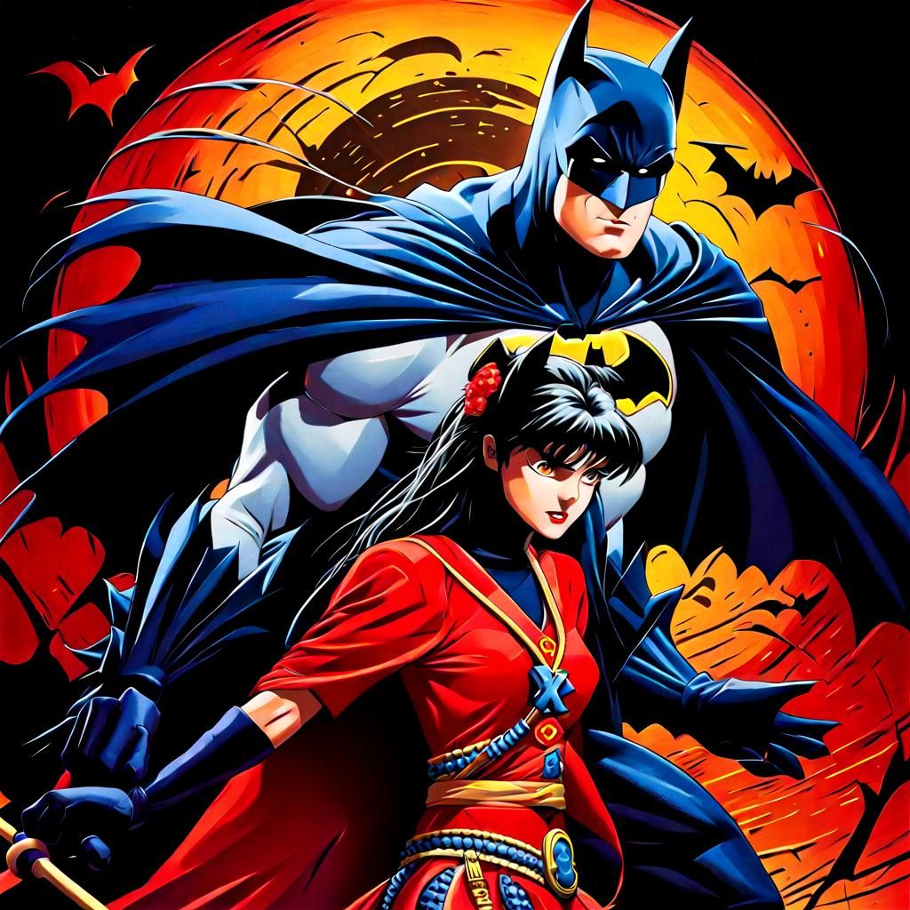 Inu Yasha and Batman Comic Book Art