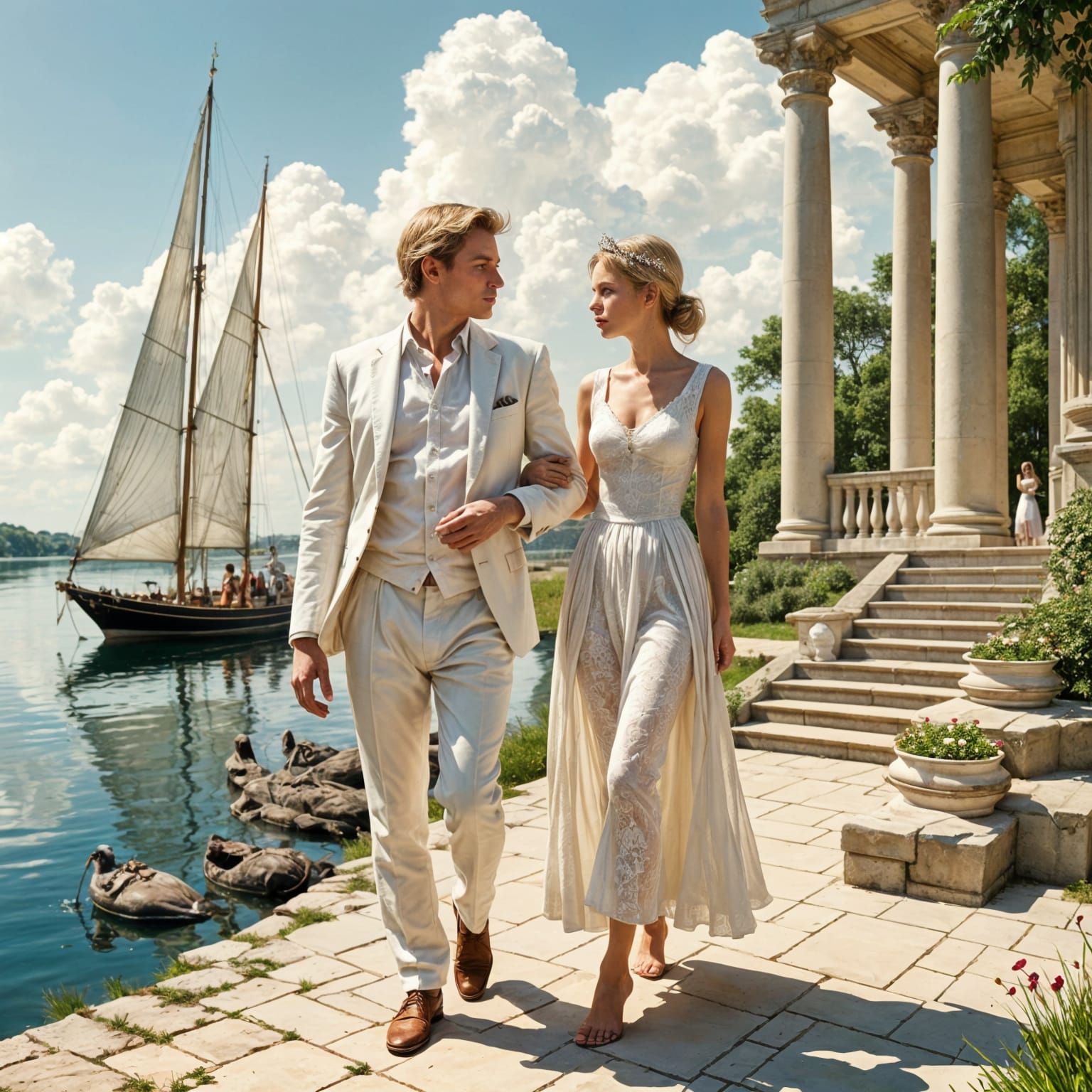 Princess and Unicorn in Palace Meadow