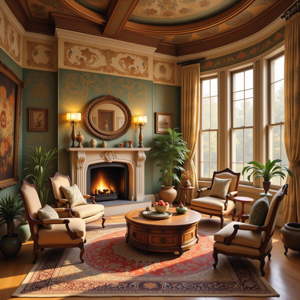 Folk Art Nouveau Living Room Interior