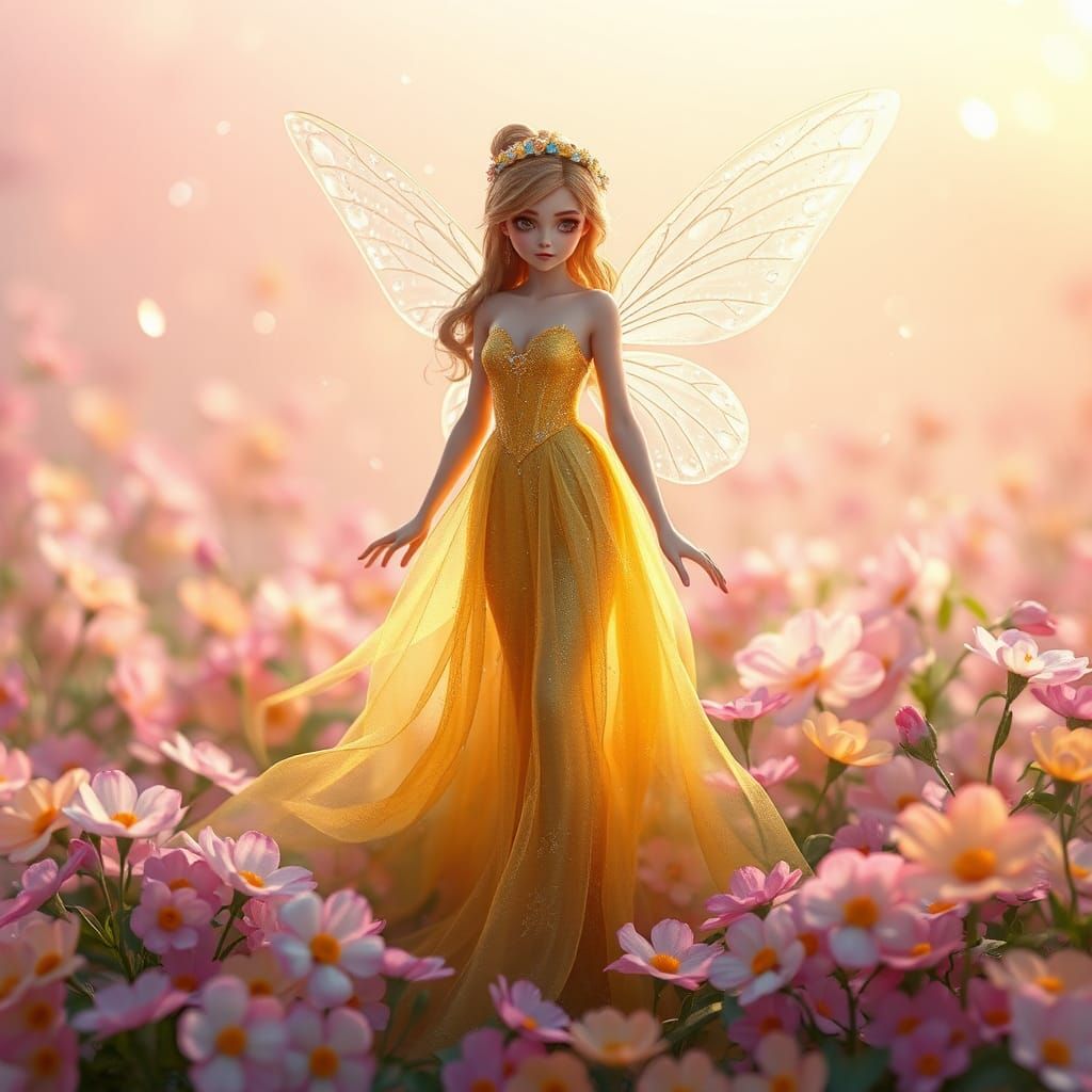Ethereal Spring Fairy in Iridescent Gown