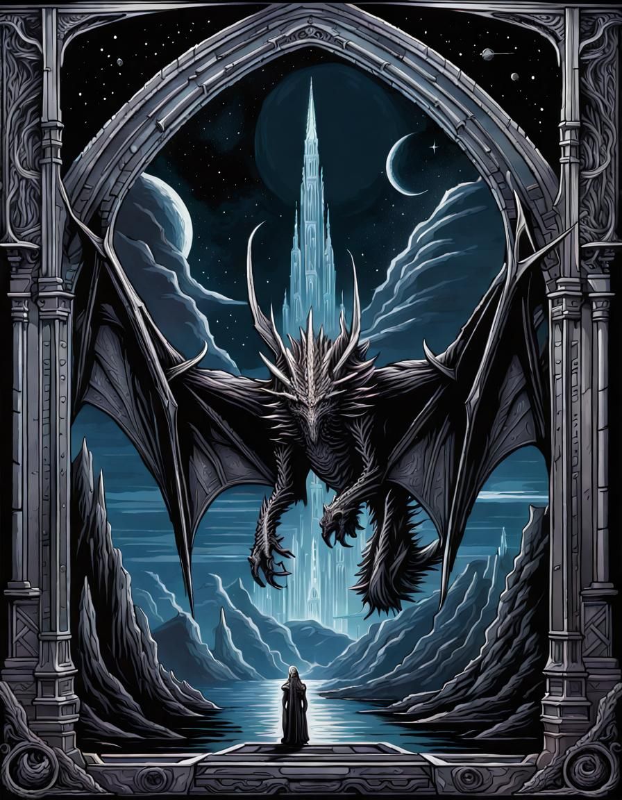Gothic Spacecore Alduin Illustration