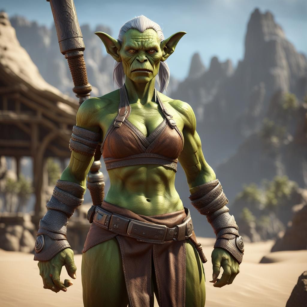 Female Orc Jedi in Bikini: 3D Game Cinematic