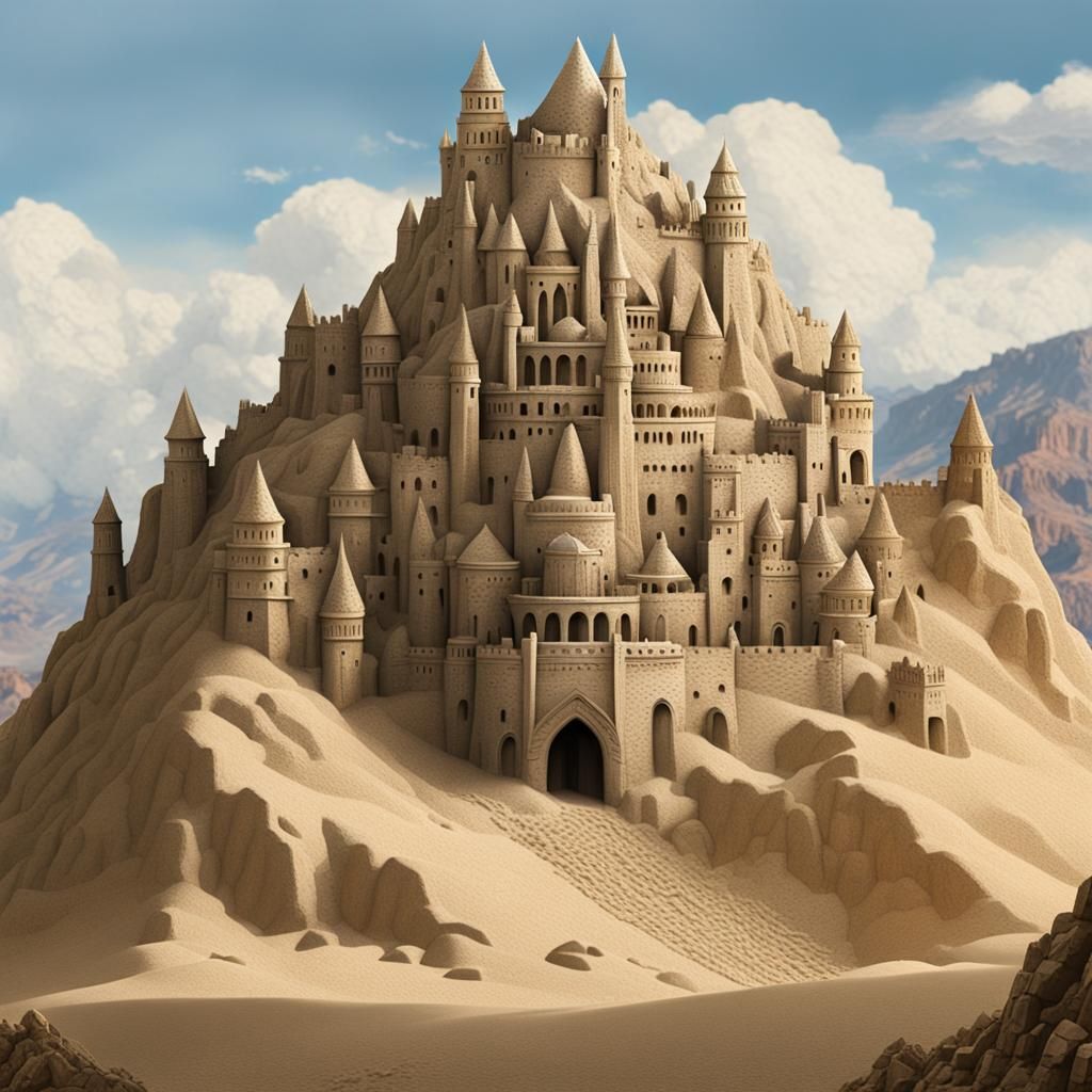 Surreal Sandcastle Mausoleum in Precisionist Style