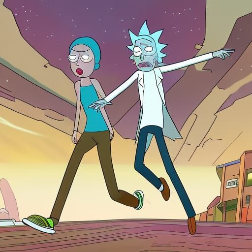 Gangsta Couple Falling: Rick and Morty Style