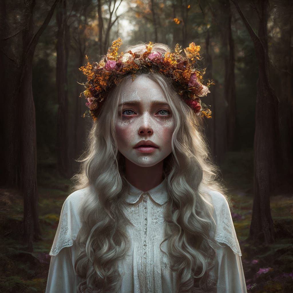 Ghostly Queen of Autumn Flowers in Sinister Matte Painting
