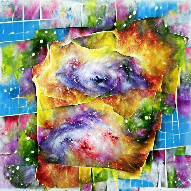 Bright Geometric Galaxy as Impasto Watercolor