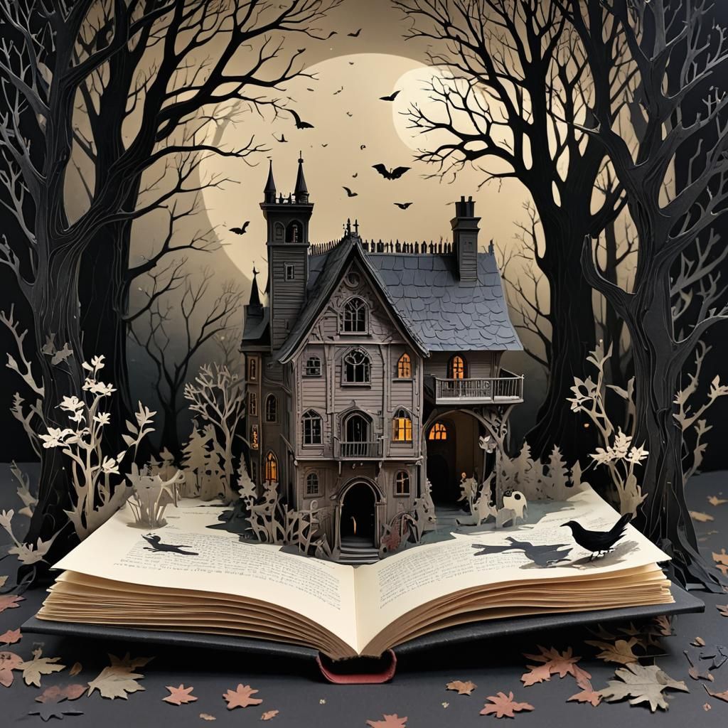 Pop-up Book Illustration of Poe's The Raven