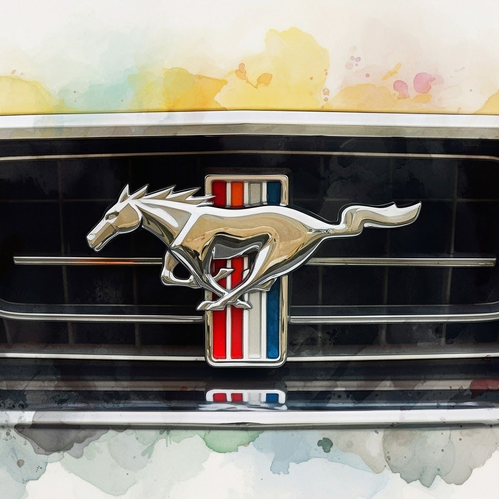 Watercolor Mustang Logo in Expressive Style