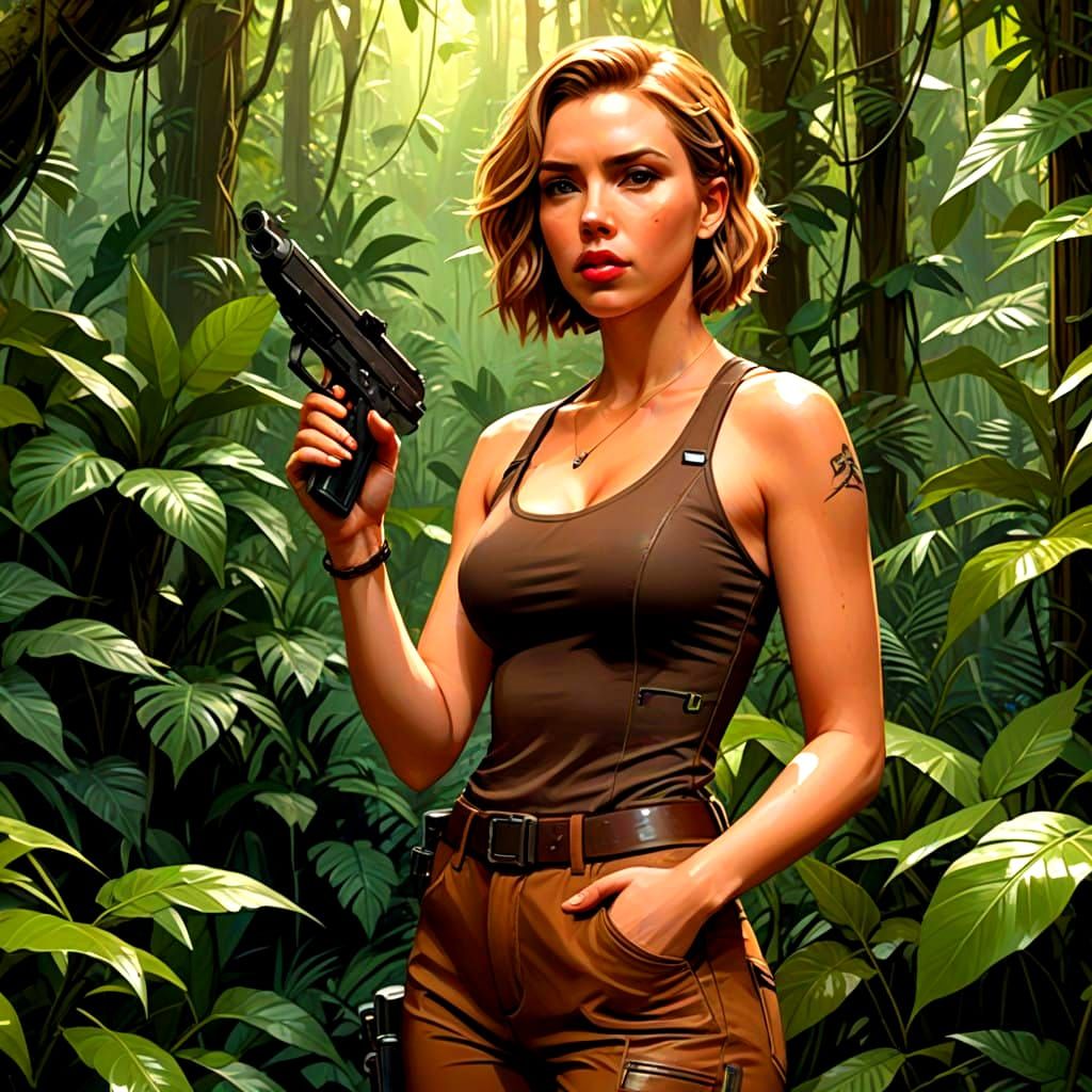 Scarlett Johansson in Jungle Combat Scene