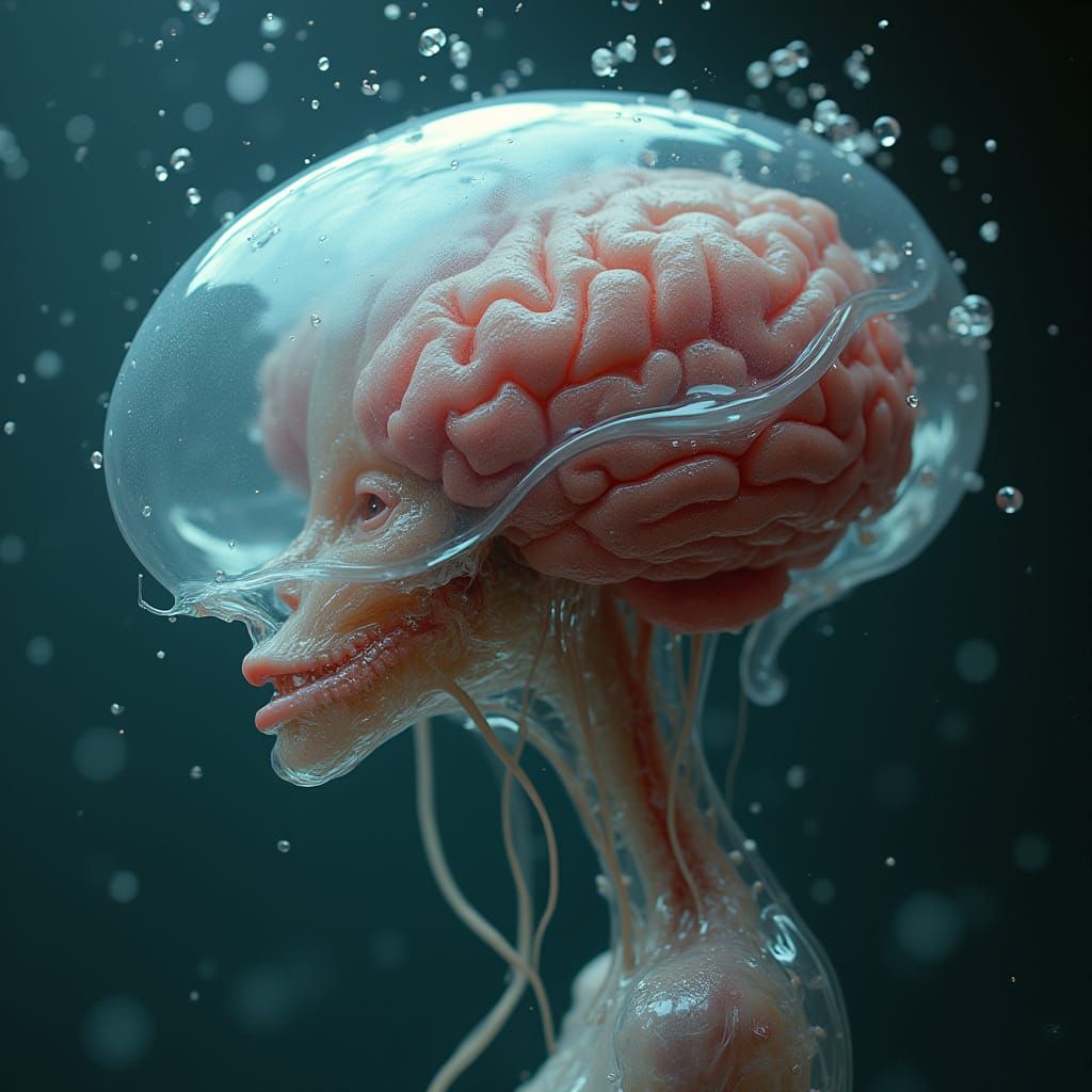 Surreal Alien Entity Flies with Sinuous Movements, Three Pul...