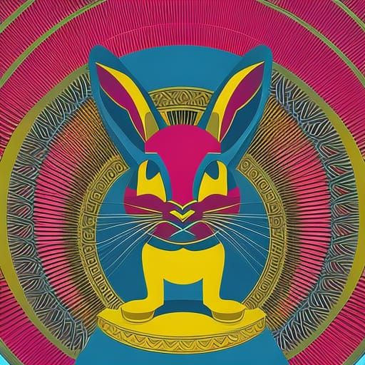 Pop Art Easter Bunny in Bauhaus Style