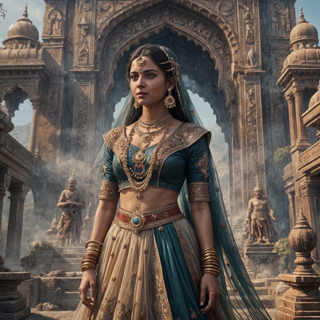 Indian Queen in Palace: Fantasy Concept Art