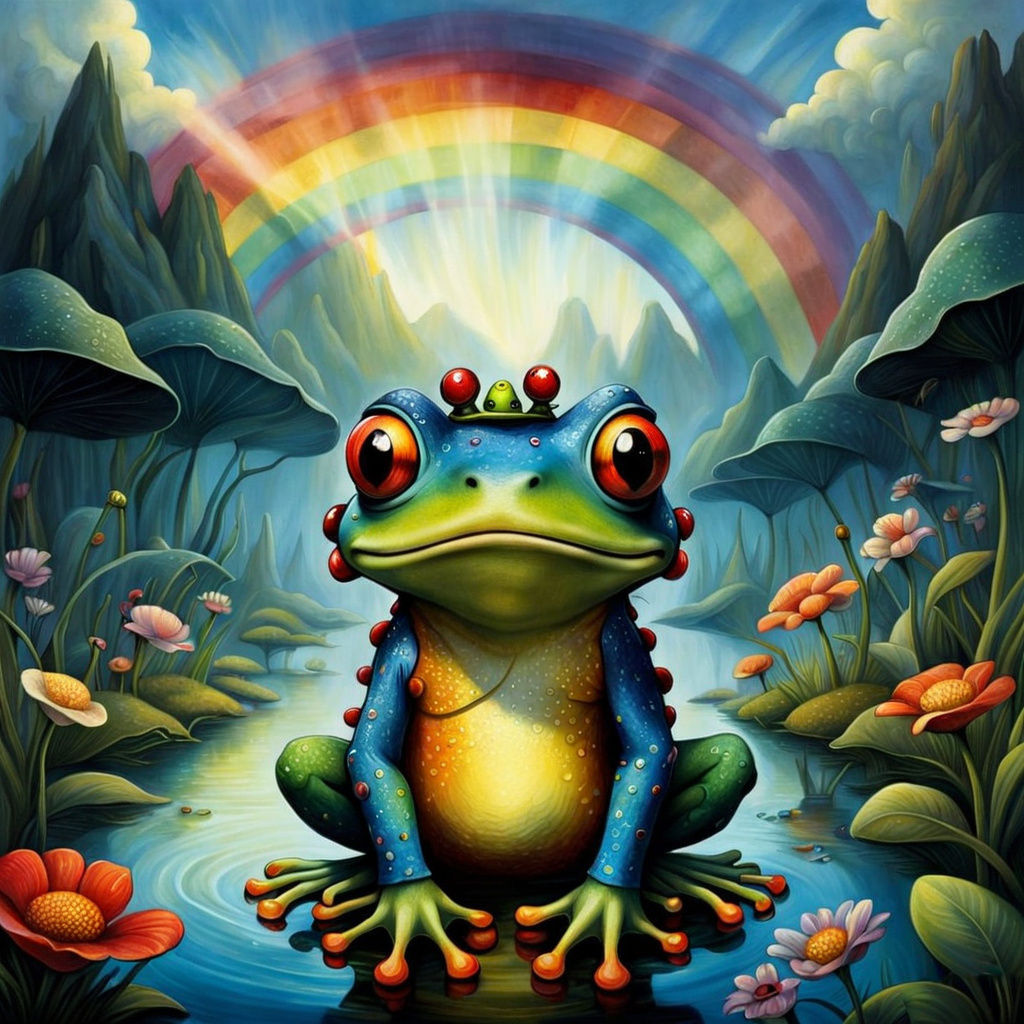 Rebel Frog Unites with Vibrant Rainbow in Stunning Mural