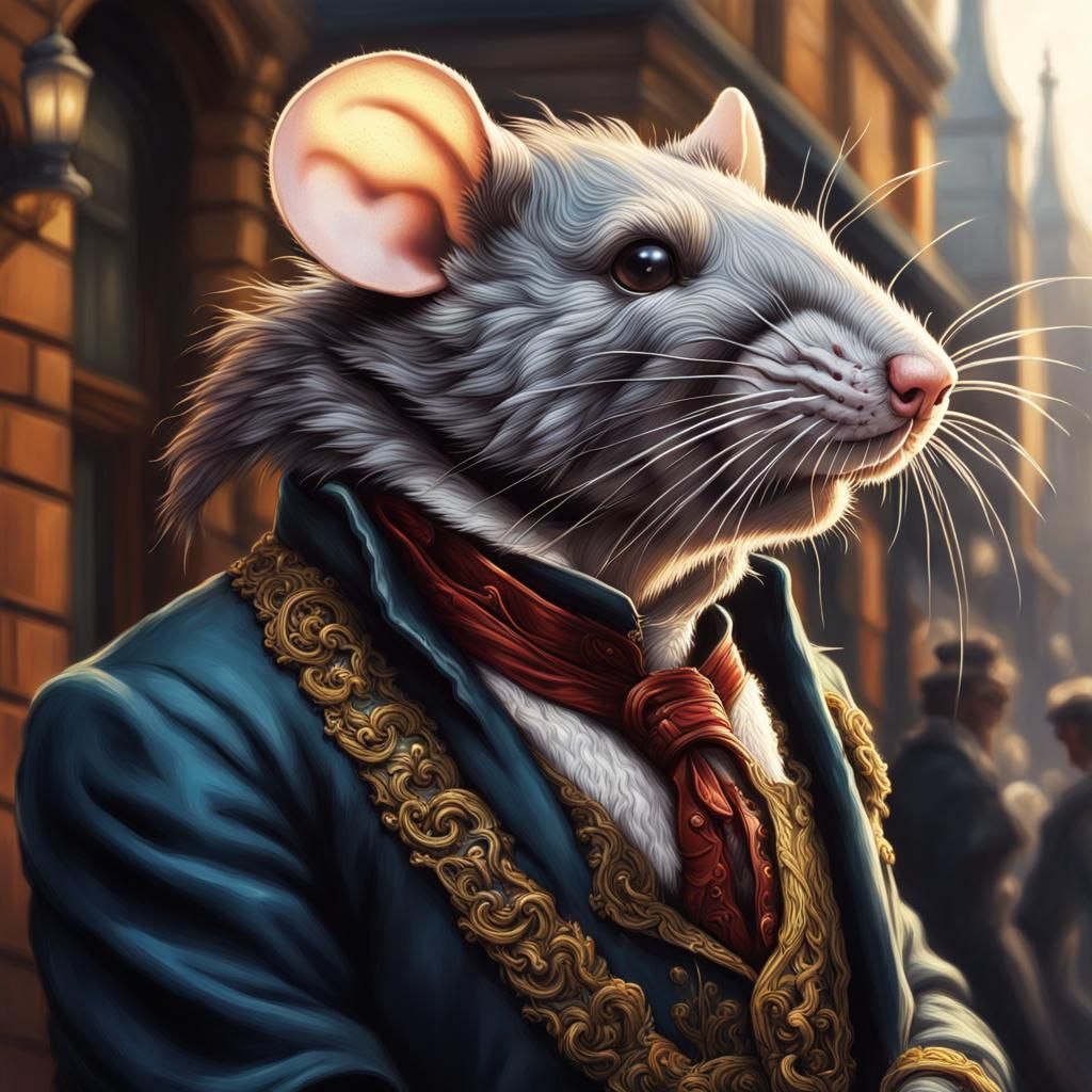 Victorian London Rat King in Hyperrealistic Splash Art
