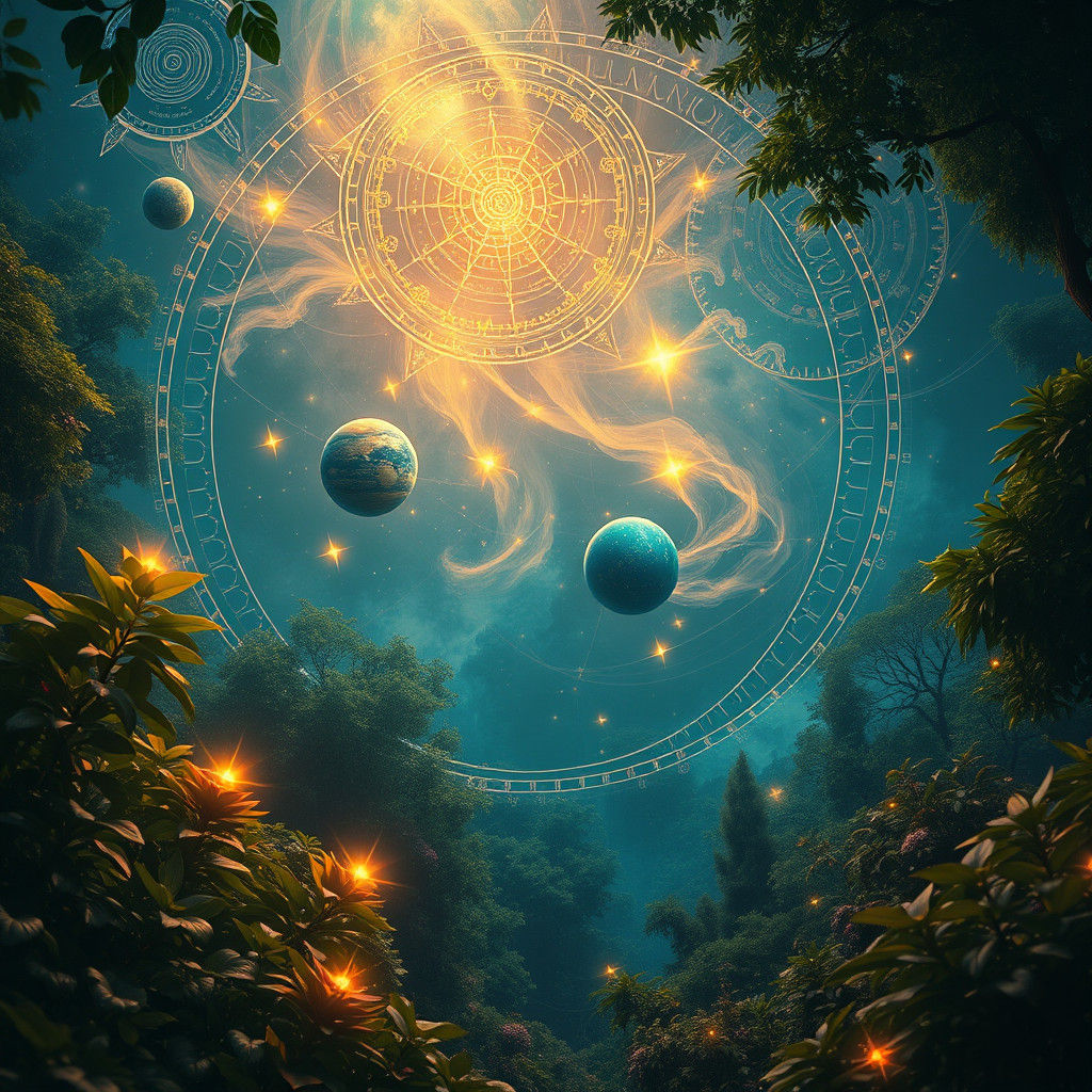 Mystical Astrology Scene with Ethereal Glow